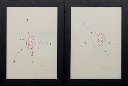 Alex Caminiti, Punto di rottura, Dittico, Tecnica mista su carta, 45x32 cm...