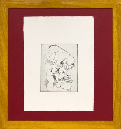 Manfred Garstka, Composizione surreale, 1964, Acquaforte all'acqua tinta su...