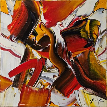 Pierluigi De Lutti, Giallo Intenso, Olio spatolato su tela, 60x60 cm