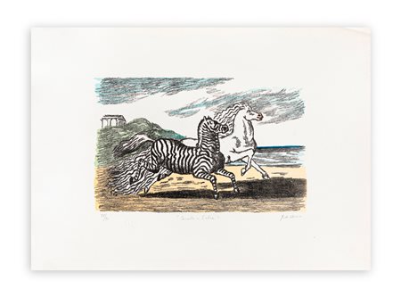 GIORGIO DE CHIRICO (1888-1978) - Cavallo e zebra, 1974