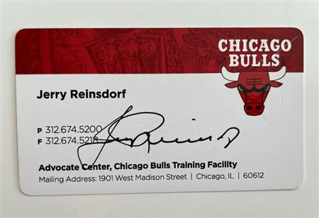 Chicago Bulls Chairman Jerry Reinsdorf signed business card