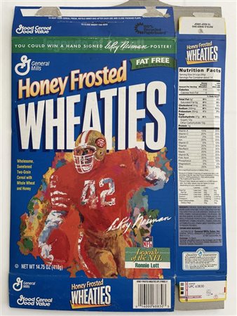 NFL Legend Ronnie Lott LeRoy Neiman Illustrated Honey Frosted Wheaties Cereal Box