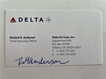 Delta Former CEO Richard H. Anderson signed business card