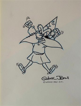 Chuck Jones signed Yosemite Sam sketch