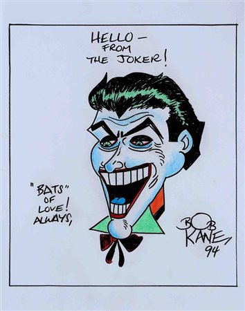 Bob Kane original hand drawn and signed Joker sketch