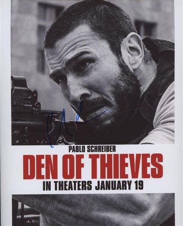 Den of Thieves Pablo Schreiber signed movie poster