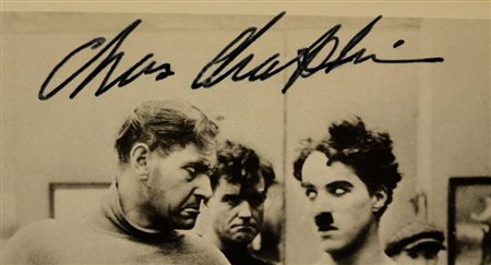 Charlie Chaplin signed movie still photo
