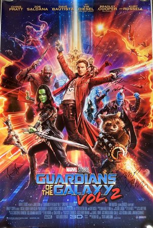 Guardians of the Galaxy Vol. 2 cast signed movie poster. GFA Authenticated