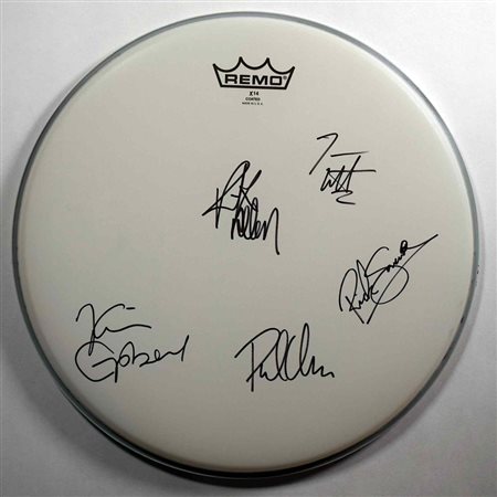 Def Leppard signed drum head