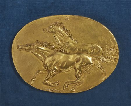 MESSINA FRANCESCO (1900 - 1995) - CAVALLI AL GALOPPO .