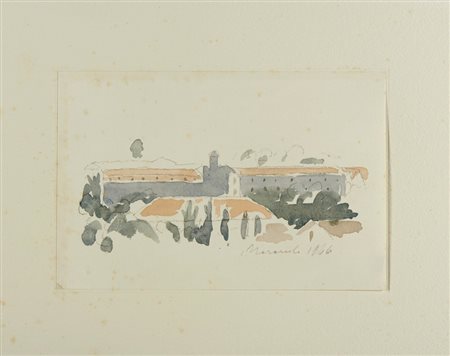 MORANDI GIORGIO (1890 - 1964) - PAESAGGIO (DAL VOLUME GIORGIO MORANDI 50 DISEGNI DI MORANDI - 50 TAVOLE).