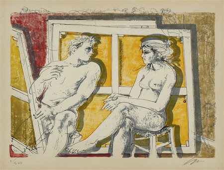 ERNI HANS (1909 - 2015) - LE PEINTRE ET SON MODELE.