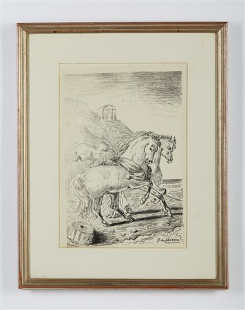 DE CHIRICO GIORGIO (1888 - 1978) - CAVALLI ANTICHI SULLE SPONDE DELL'EGEO.