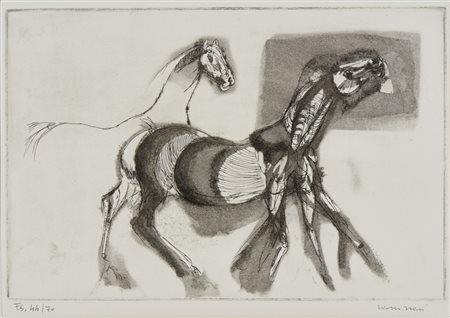 CASSINARI BRUNO (1912 - 1992) - CAVALLI IN OMBRA.