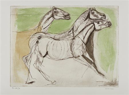 CASSINARI BRUNO (1912 - 1992) - CAVALLI NEL RECINTO .