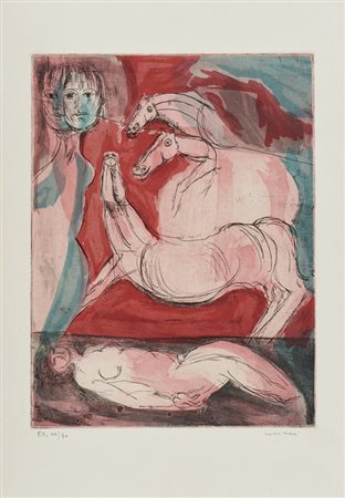 CASSINARI BRUNO (1912 - 1992) - NUDO SDRAIATO E CAVALLO.