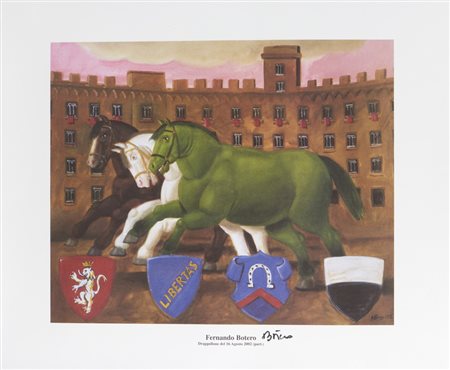 BOTERO FERNANDO (n. 1932) - D'APRES.DRAPPELLONE DEL 16 AGOSTO 2002.