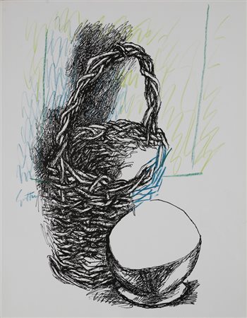 GUTTUSO RENATO (1912 - 1987) - CESTO E CIOTOLA .