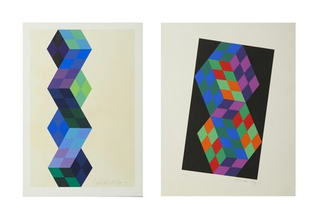 VASARELY VICTOR (1906 - 1997) - LOTTO COMPOSTO DA N. 2 FOGLI .
