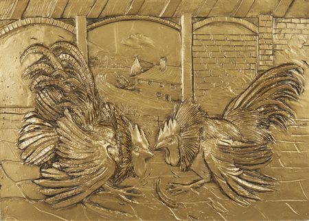 AUTORE NON IDENTIFICATO - SENZA TITOLO (LOTTA DI GALLI).