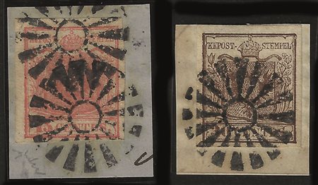 Antichi Stati Italiani - Lombardo Veneto - Due frammenti con annullo muto di MILANO