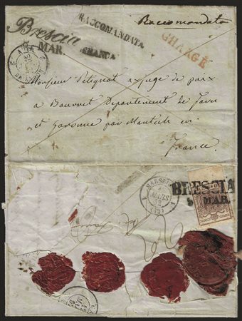 Antichi Stati Italiani - Lombardo Veneto - Raccomandata per la Francia del 1852 da BRESCIA 8 MAR