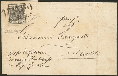 Antichi Stati Italiani - Lombardo Veneto - Lettera da Treviso per città affrancata con 10 cent (19)