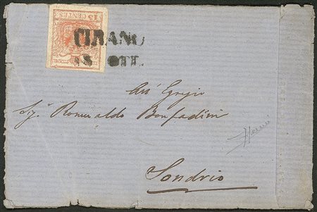 Antichi Stati Italiani - Lombardo Veneto - Eccezionale busta inviolabile da Tirano (SD - P.ti 6)
