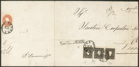 Antichi Stati Italiani - Lombardo Veneto - Gran parte di lettera raccomandata da Verona per città