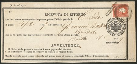 Antichi Stati Italiani - Lombardo Veneto - Ricevuta di ritorno da Ceneda affrancata con 5 soldi (30)