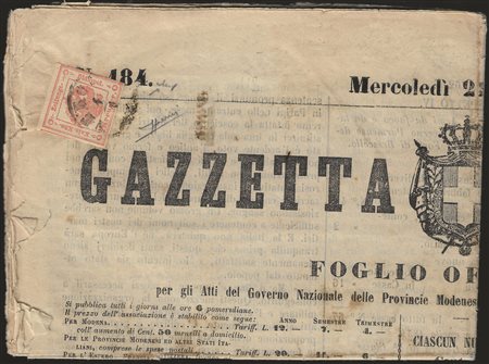 Antichi Stati Italiani - Lombardo Veneto - Segnatasse giornali - Giornale 'GAZZETTA DI MODENA' del 21 dicembre 1859