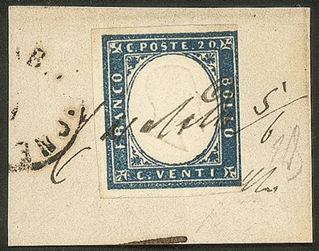 Antichi Stati Italiani - Lombardo Veneto - Annullamenti - Frammento recante un 20 cent Sardegna (15C)