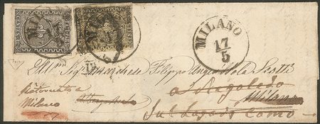 Antichi Stati Italiani - Lombardo Veneto - Annullamenti - Letterina spedita da Piacenza 16.3.55