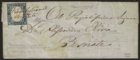 Antichi Stati Italiani - Lombardo Veneto - Annullamenti - Lettera con Sardegna c.20 azzurro (15C)