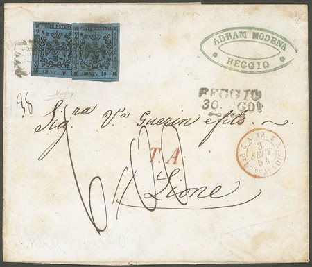 Antichi Stati Italiani - Modena - Due 40 cent azzurro scuro (6)