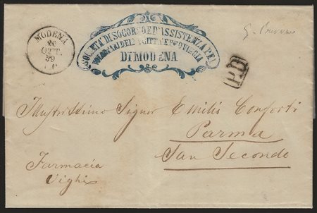 Antichi Stati Italiani - Modena - Governo Provvisorio - Governo Provvisorio - Lettera non affrancata da MODENA 20 OTTO.59