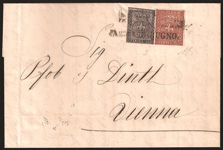 Antichi Stati Italiani - Parma - Lettera con c.15 rosa prima emissione + c.25  bruno rosso (3+8)