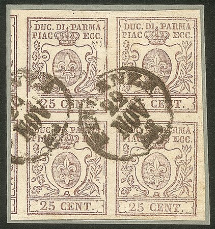 Antichi Stati Italiani - Parma - Quartina del 25 cent bruno lilla (10)