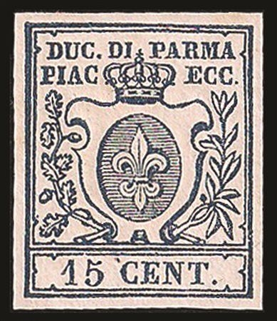 Antichi Stati Italiani - Parma - Prove d'Archivio - Prova c.15 azzurro (P1)