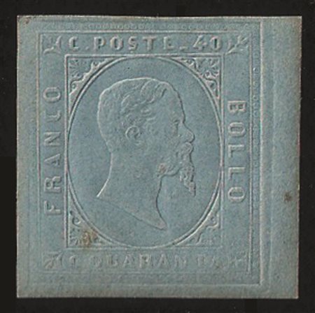 Antichi Stati Italiani - Sardegna - Saggio Matraire c.40 azzurro