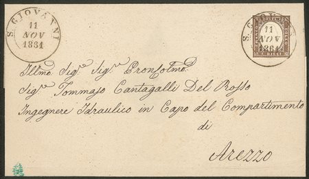 Antichi Stati Italiani - Sardegna - Lettera da S. Giovanni 11.11.61 recante 10 cent bruno cioccolato scuro (14Ci)