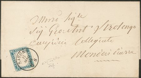 Antichi Stati Italiani - Sardegna - Lettera affrancata con 20 cent (15f)