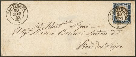 Antichi Stati Italiani - Sardegna - Bustina affrancata con 20 cent (15Ab)