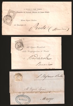 Antichi Stati Italiani - Sardegna - Tre missive in tariffa per stampati da due centesimi