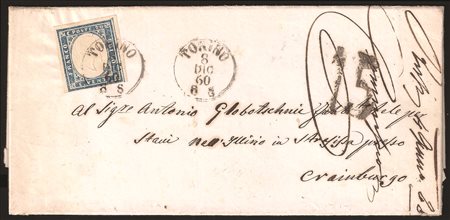 Antichi Stati Italiani - Sardegna - Destinazioni - Lettera con c.20 azzurro grigio (15Cc)