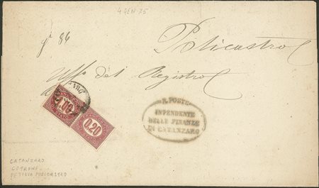 Regno - Vittorio Emanuele II - Servizio - Grande plico affrancato con 20 cent + 1 lira (3 + 5)