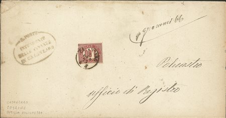 Regno - Vittorio Emanuele II - Servizio - Grande piego affrancato con 1 lira Sevizio (5)