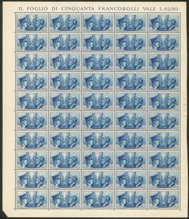 Regno - Vittorio Emanuele III - 1941 - Serie completa Fratellanza d'Armi (452/457) in fogli di 50 esemplari