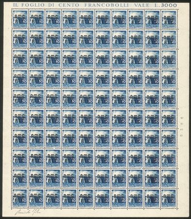 Trieste  - Trieste AMG FTT - 1948 - Splendido foglio di 100 esemplari del 30 lire Democratica (15)