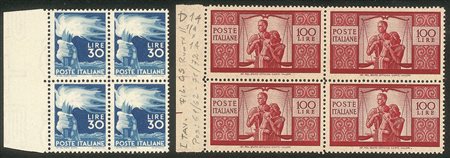 Italia - Repubblica - 1945/1948 - Serie Democratica in quartine (543/565)